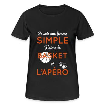 Femme simple aime le basket et l'apéro - T-shirt respirant Femme - noir - Devant - AI Model Female 172 light (172cm)