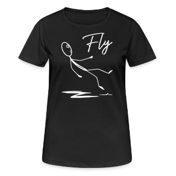 Fly - Frauen T-Shirt atmungsaktiv - Schwarz - Vorne - AI Model Female 172 light (172cm)