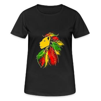 lion_rasta_dread - Frauen T-Shirt atmungsaktiv - Schwarz - Vorne - AI Model Female 172 light (172cm)