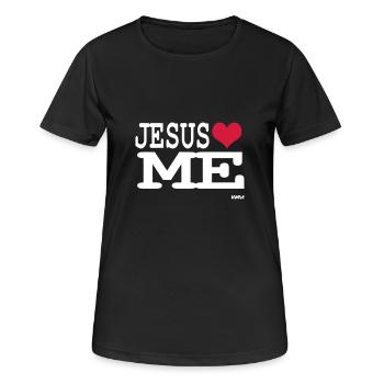 jesus loves me - Women's Breathable T-Shirt - black - Front - AI Model Female 172 light (172cm)
