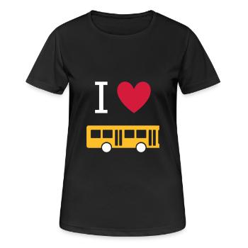★ Designfarben änderbar ★ Ich liebe Busse - Frauen T-Shirt atmungsaktiv - Schwarz - Vorne - AI Model Female 172 light (172cm)