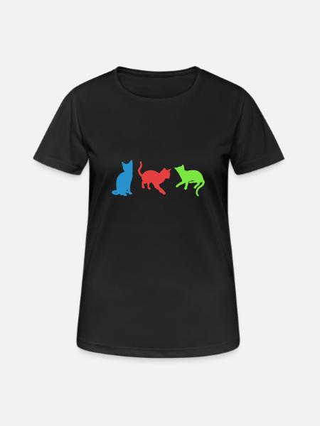 Katzen - Frauen T-Shirt atmungsaktiv - Schwarz
