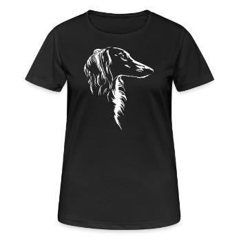 Saluki Silhouette Hunde Hund Wilsigns - Frauen T-Shirt atmungsaktiv - Schwarz - Vorne - AI Model Female 172 light (172cm)