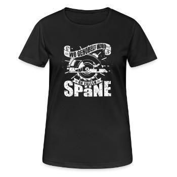 Wo gehobelt wird fallen Späne - Frauen T-Shirt atmungsaktiv - Schwarz - Vorne - AI Model Female 172 light (172cm)