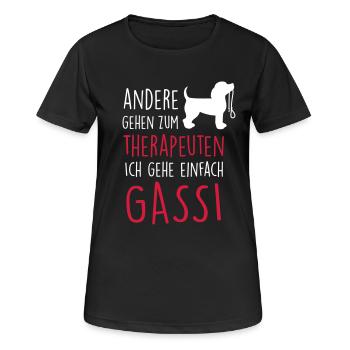Gassi Therapeut Hund - Frauen T-Shirt atmungsaktiv - Schwarz - Vorne - AI Model Female 172 light (172cm)