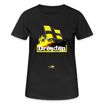 dresden - Frauen T-Shirt atmungsaktiv - Schwarz - Vorne - AI Model Female 172 light (172cm)