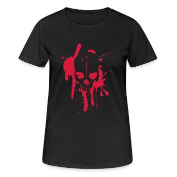 Splatter Skull - Frauen T-Shirt atmungsaktiv - Schwarz - Vorne - AI Model Female 172 light (172cm)