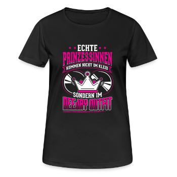 DJ ECHTE PRINZESSINNEN DEEJAY OUTFIT - Frauen T-Shirt atmungsaktiv - Schwarz - Vorne - AI Model Female 172 light (172cm)