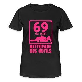 69 00.00 Reinigung von Werkzeugen - Frauen T-Shirt atmungsaktiv - Schwarz - Vorne - AI Model Female 172 light (172cm)