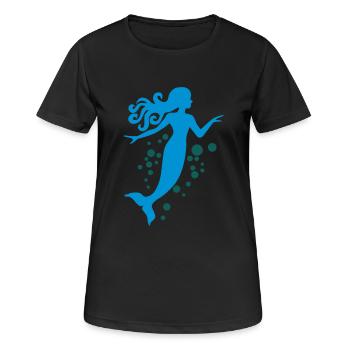 Meerjungfrau - Frauen T-Shirt atmungsaktiv - Schwarz - Vorne - AI Model Female 172 light (172cm)