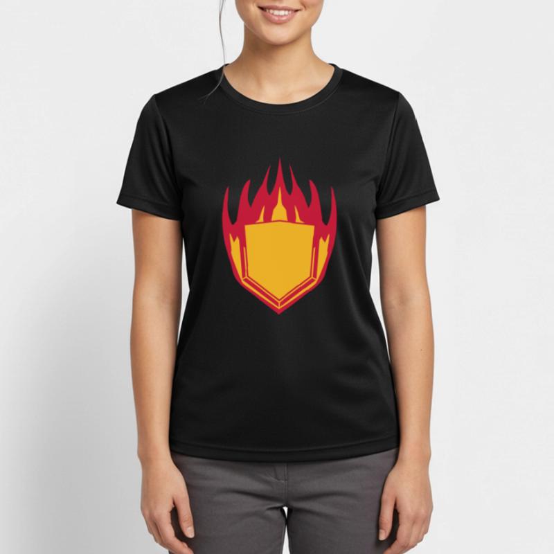 hot fire flames angular shield emblem emblem frame Women's Breathable T-Shirt