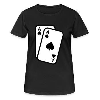 Karten Pik Ass Spielkarten Poker - Frauen T-Shirt atmungsaktiv - Schwarz - Vorne - AI Model Female 172 light (172cm)
