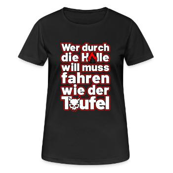 fahren wie der Teufel - Frauen T-Shirt atmungsaktiv - Schwarz - Vorne - AI Model Female 172 light (172cm)