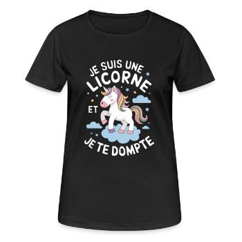 Je suis une licorne et je te dompte - T-shirt respirant Femme - noir - Devant - AI Model Female 172 light (172cm)