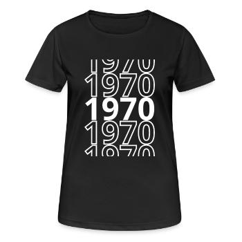 1970 1970 1970 - Frauen T-Shirt atmungsaktiv - Schwarz - Vorne - AI Model Female 172 light (172cm)