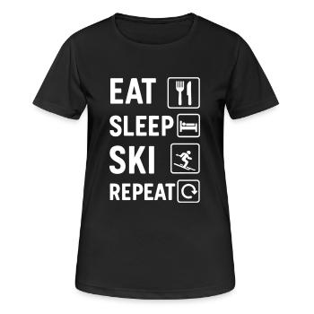 Skieur Skieur Montagne Humour - T-shirt respirant Femme - noir - Devant - AI Model Female 172 light (172cm)