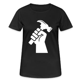 Marteau à la main, bricoleur, ouvrier, réparation, réparation - T-shirt respirant Femme - noir - Devant - AI Model Female 172 light (172cm)