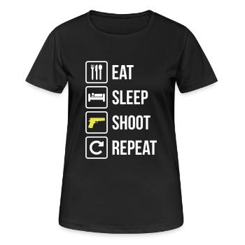 Mangez le sommeil Tirez Guns Répéter - T-shirt respirant Femme - noir - Devant - AI Model Female 172 light (172cm)