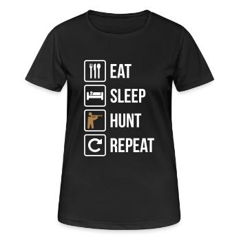 Eat Sleep Hunt Guns Répéter - T-shirt respirant Femme - noir - Devant - AI Model Female 172 light (172cm)