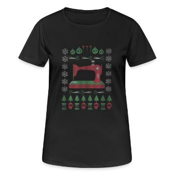 Näherin Schneiderin - nähen Weihnachten Geschenk - Frauen T-Shirt atmungsaktiv - Schwarz - Vorne - AI Model Female 172 light (172cm)