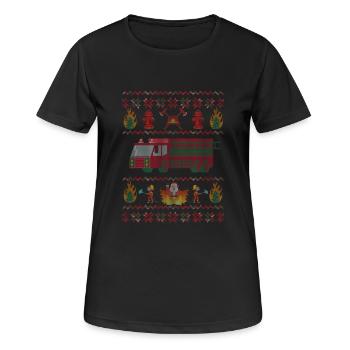 Feuerwehrauto Geschenk Weihnachten Feuerwehr Ugly - Frauen T-Shirt atmungsaktiv - Schwarz - Vorne - AI Model Female 172 light (172cm)