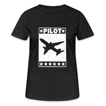 Cadeau pilote avion avion pilote jet - T-shirt respirant Femme - noir - Devant - AI Model Female 172 light (172cm)