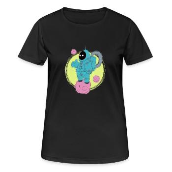 Le bon astronaute marchant - T-shirt respirant Femme - noir - Devant - AI Model Female 172 light (172cm)