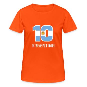 Argentina 2018 Soccer National Team Fan 10 Gift - Women's Breathable T-Shirt - neon orange - Front - AI Model Female 172 dark (172cm)