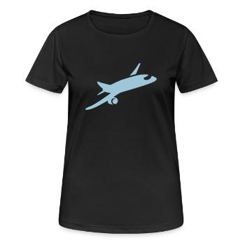 Flugzeug - Frauen T-Shirt atmungsaktiv - Schwarz - Vorne - AI Model Female 172 light (172cm)