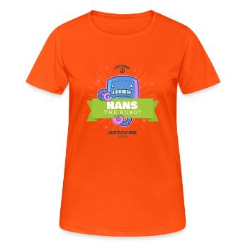 Hans the Robot - T-shirt respirant Femme - orange néon - Devant - AI Model Female 172 dark (172cm)