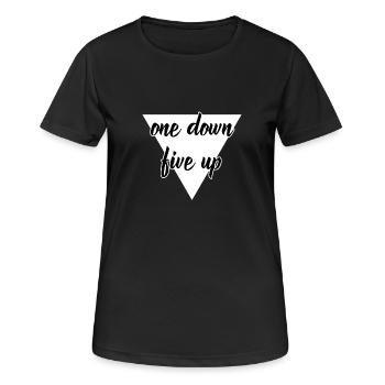 One Down Five Up design blanc - T-shirt respirant Femme - noir - Devant - AI Model Female 172 light (172cm)