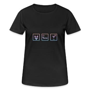 Strand Symbole Bikini Sonne Drink Geschenkidee - Frauen T-Shirt atmungsaktiv - Schwarz - Vorne - AI Model Female 172 light (172cm)