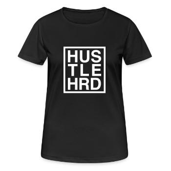 HUSTLE HARD / HUSTLE HRD - Frauen T-Shirt atmungsaktiv - Schwarz - Vorne - AI Model Female 172 light (172cm)