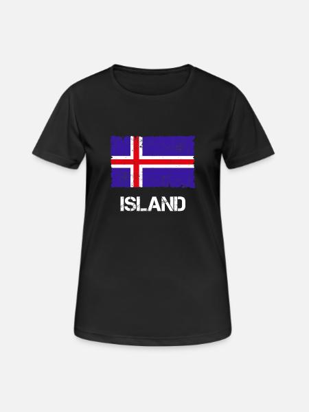 Island - Frauen T-Shirt atmungsaktiv - Schwarz