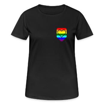 Coeur de poche poitrine LGTB Pride Gay - T-shirt respirant Femme - noir - Devant - AI Model Female 172 light (172cm)