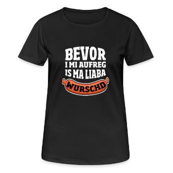 Is mir Wurscht lustiges bayerisches Geschenk - Frauen T-Shirt atmungsaktiv - Schwarz - Vorne - AI Model Female 172 light (172cm)