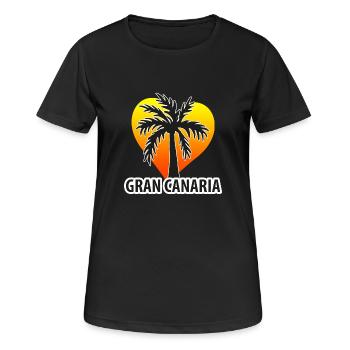 Grande Canarie Palme Coeur - T-shirt respirant Femme - noir - Devant - AI Model Female 172 light (172cm)