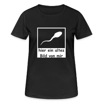 Spermie hier altes Bild von mir lustig witzig - Frauen T-Shirt atmungsaktiv - Schwarz - Vorne - AI Model Female 172 light (172cm)