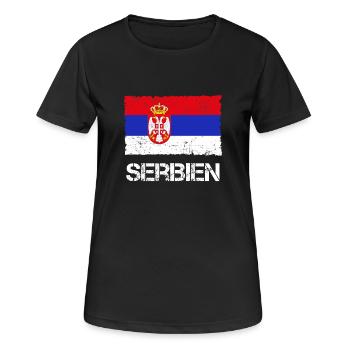 Serbien - Frauen T-Shirt atmungsaktiv - Schwarz - Vorne - AI Model Female 172 light (172cm)