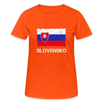Slowakei Slovensko Flagge Vintage - Frauen T-Shirt atmungsaktiv - Neonorange - Vorne - AI Model Female 172 dark (172cm)