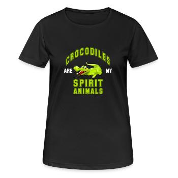 Kroko Krokodil Cartoon Krokodile Lieblingstier - Frauen T-Shirt atmungsaktiv - Schwarz - Vorne - AI Model Female 172 light (172cm)
