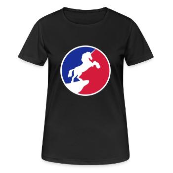 sport rouge bleu logo cool silhouette nuit falaise m - T-shirt respirant Femme - noir - Devant - AI Model Female 172 light (172cm)
