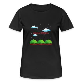 Game over Gaming Geschenk Zocker Konsole Mario PC - Frauen T-Shirt atmungsaktiv - Schwarz - Vorne - AI Model Female 172 light (172cm)