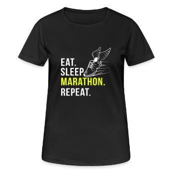 Marathon lustig Geschenk Geburtstag - Frauen T-Shirt atmungsaktiv - Schwarz - Vorne - AI Model Female 172 light (172cm)