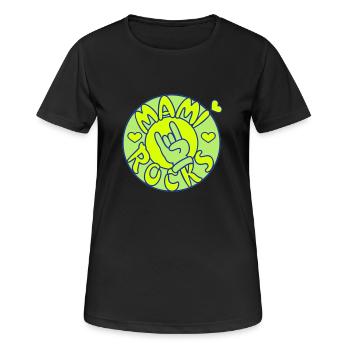 mami rocks (cercle, 3c) - T-shirt respirant Femme - noir - Devant - AI Model Female 172 light (172cm)