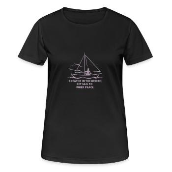 Segeln Atmen Ruhe Segelboot - Frauen T-Shirt atmungsaktiv - Schwarz - Vorne - AI Model Female 172 light (172cm)