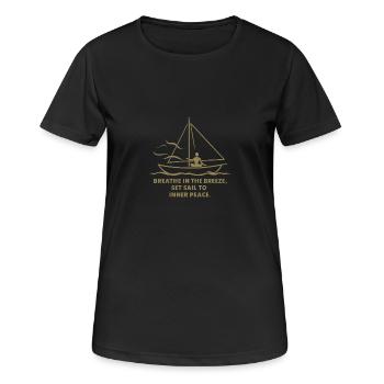 Segeln Atmen Ruhe Segelboot - Frauen T-Shirt atmungsaktiv - Schwarz - Vorne - AI Model Female 172 light (172cm)
