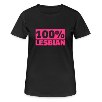 Lesbisch - Frauen T-Shirt atmungsaktiv - Schwarz - Vorne - AI Model Female 172 light (172cm)