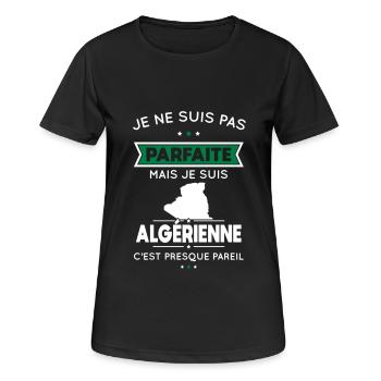 Je ne suis pas parfaite mais je suis Algérienne - T-shirt respirant Femme - noir - Devant - AI Model Female 172 light (172cm)