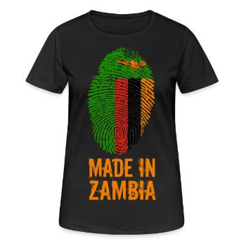 Made In Zambia / Sambia - Frauen T-Shirt atmungsaktiv - Schwarz - Vorne - AI Model Female 172 light (172cm)